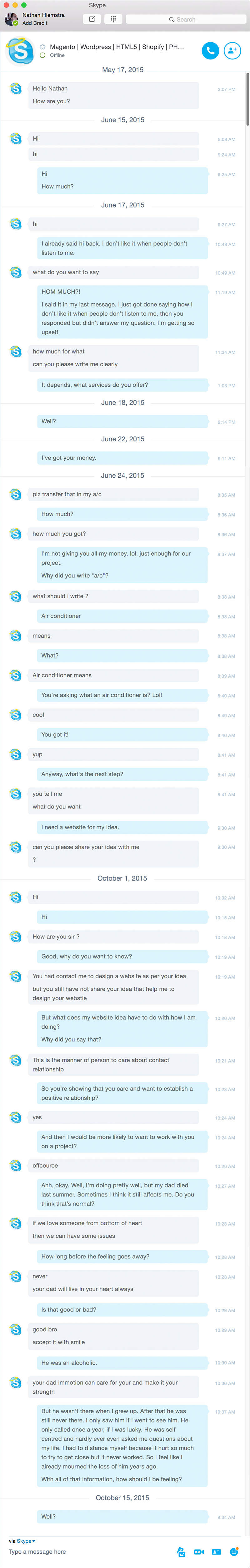Skype - Magneto Website Project Conversation